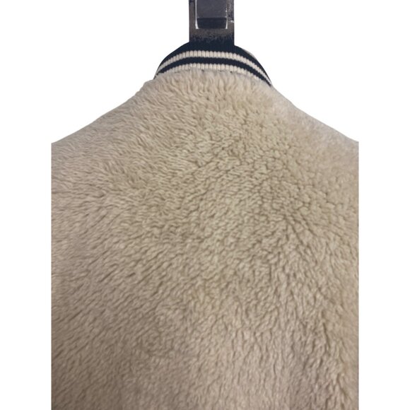 Rue21 Varsity Jacket Faux Fur Bomber Jacket Black Cream Bear Hug Comfy Cute - Picture 8 of 11